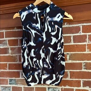Liverpool Jeans Company Black and White Abstract Blouse